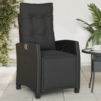 Gartensessel Verstellbar Mit FußTeil Poly Rattan Schwarz Outdoor