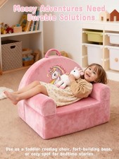 Fauteuil Enfant Rose Avec Coussins | Blanc & Bois Massif Fabriqué En Espagne 87 Cm