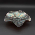 Fenton “peacock Tail” Amethyst Carnival Glass Ruffled Bowl Iridescent