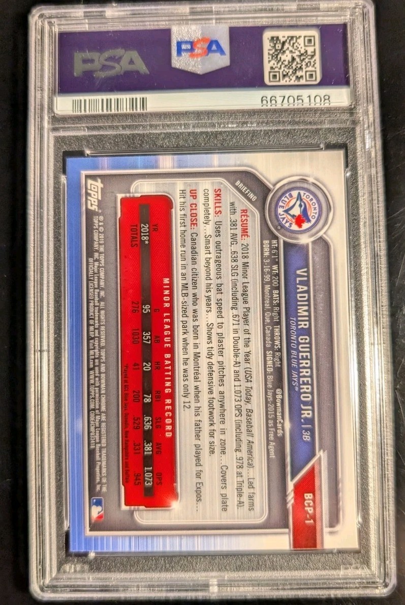 Vladimir Guerrero Jr Rookie RC 2019 Bowman Chrome With Helmet Sweet PSA 9 ++ 👀✅ view 6