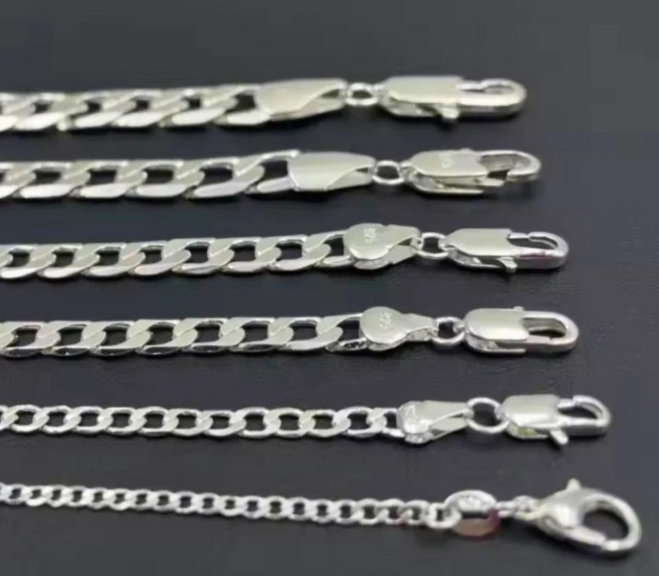 Collar de cadena cubana de plata esterlina 925 real Miami para hombre Italia acero inoxidable Foto 4 de 4