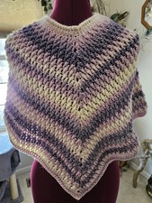 Handmade Child's Girls Poncho Crochet Purples