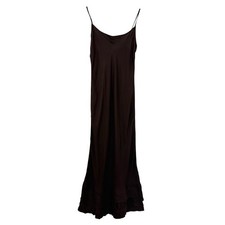J.CREW Ruffle-Trim Slip Midi Dress 8 Chocolate Berry  Adj Straps Party NEW B72