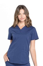 Navy Blue Cherokee Scrubs Workwear Professionals V Neck Top WW665 NAV S NWT