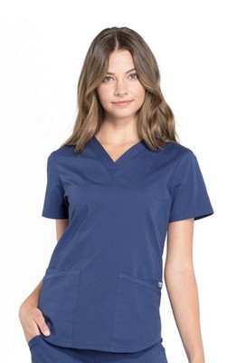Navy Blue Cherokee Scrubs Workwear Professionals V Neck Top WW665 NAV S NWT