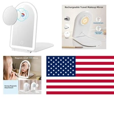 Compact Rechargeable Makeup Mirror with 10X Magnification & Touch Screen Control