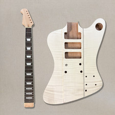 DIY Electric Guitar Kit Genuine Mahogany Body Rosewood Fretboard Flame Maple Top