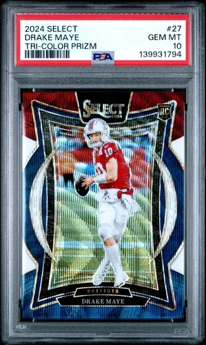 2024 PANINI SELECT TRI-COLOR PRIZM #27 DRAKE MAYE ROOKIE RC 22/299 PSA 10