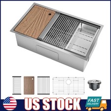 32x19 in Undermount Single Bowl Kitchen Sink ,Stainless Steel Sink Workstation