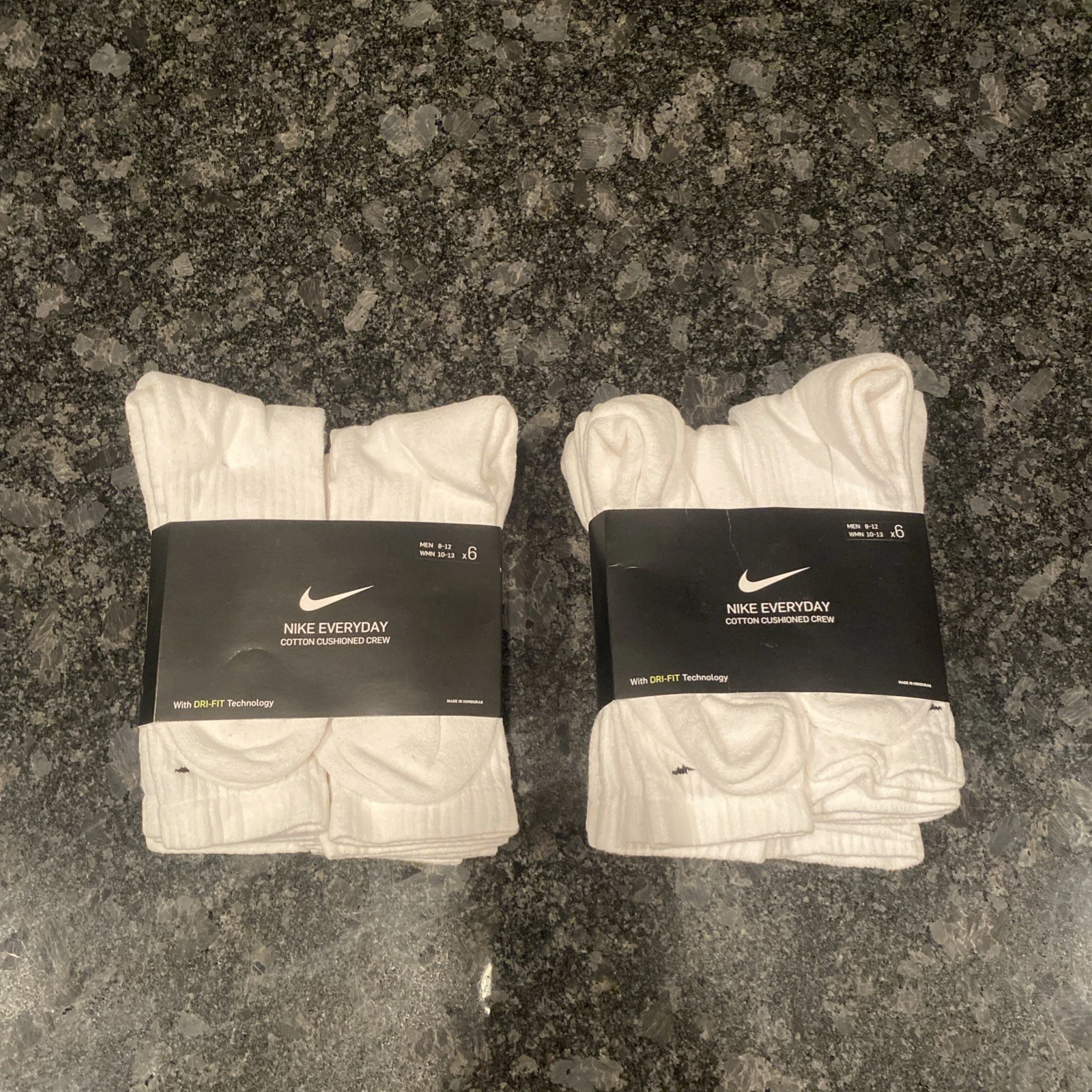 Lot of 2x Nike Everyday Cotton Cushioned Crew Dri-Fit Socks Sz L 12 Pairs NEW
