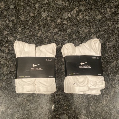 Lot of 2x Nike Everyday Cotton Cushioned Crew Dri-Fit Socks Sz L 12 Pairs NEW