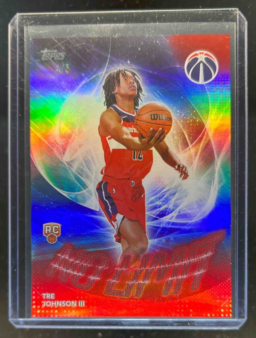2025-26 Topps Tre Johnson III No Limit RC Red Rainbow Rookie #4/5 Wizards