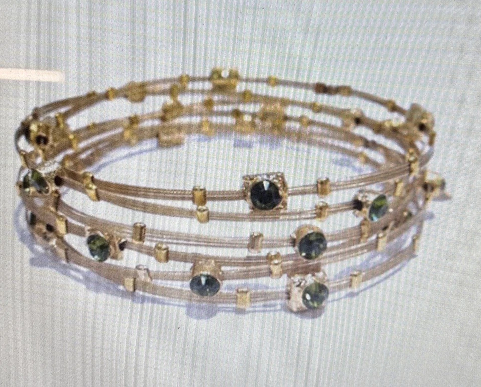 "Juego de 6 brazaletes de amor de temporada para mujer verde/oro de 2,5"" de diámetro" Foto 2 de 4