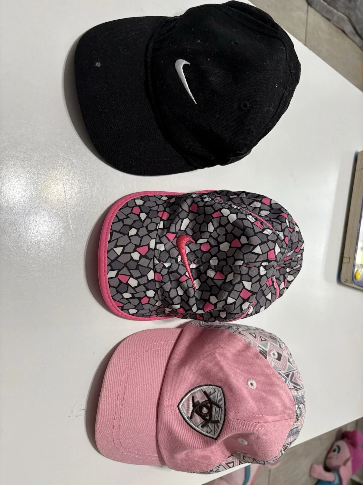 Infant Girls Lot Of 3 Caps Ariat Nike Pink Black