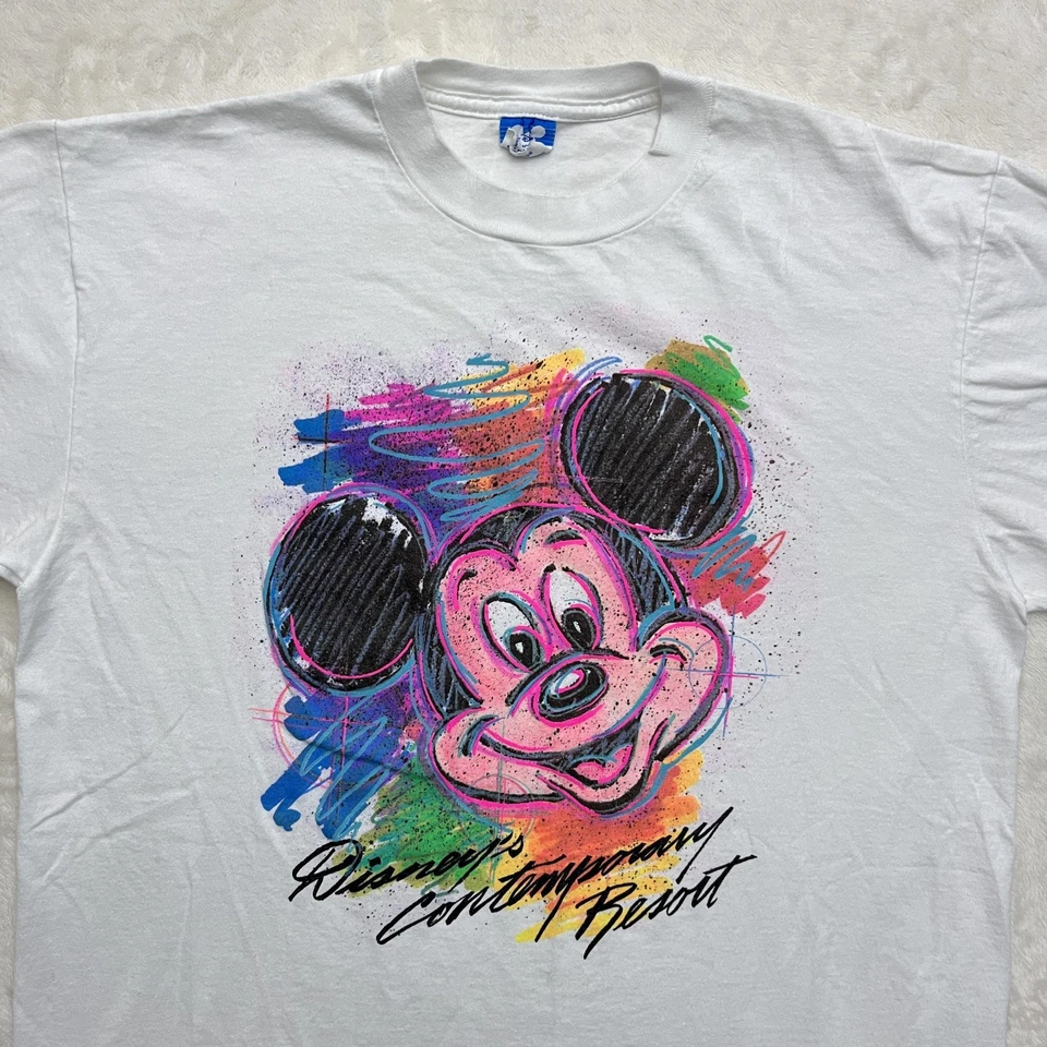 Винтажная современная мужская рубашка Disney Mickey Mouse большой размер сделано в США 90-е - Изображение 2 из 4