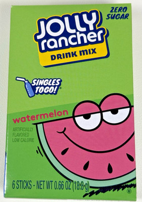 Jolly Rancher Watermelon Sugar Free Drink Mix Water Enhancer 6 Singles