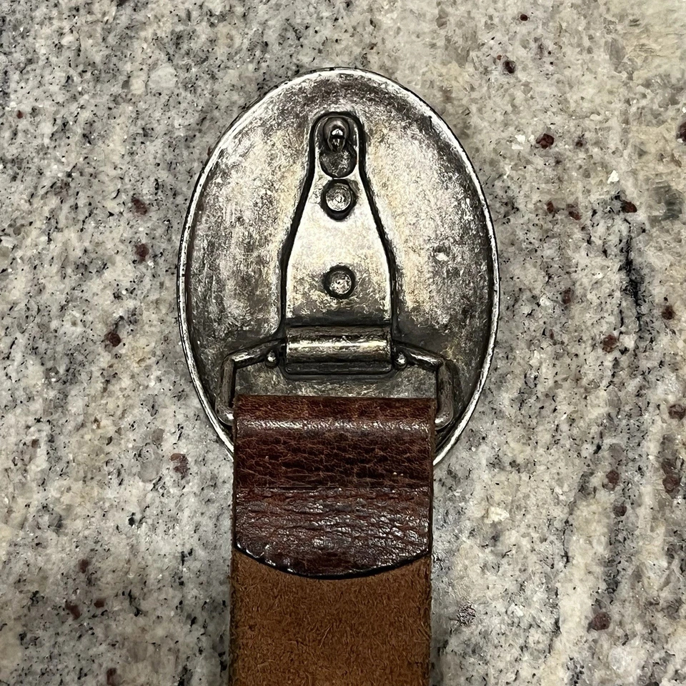 Cinturón vintage Y2K Abercrombie & Fitch para mujer mediano M cuero marrón en relieve brillante Foto 4 de 4