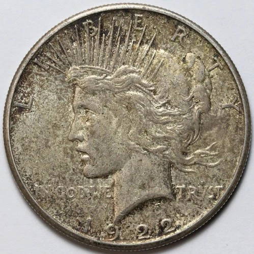 1922-S $1 Peace Silver Dollar Uncirculated - RAW - Toned / Great Luster