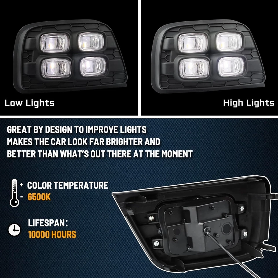 Compatível com luzes de neblina de LED brancas/âmbar Toyota 4Runner esquerda+direita 2006-2009 - Imagem 3 de 4