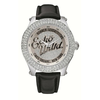 Marc Ecko Damenuhr E15078G1 großes Gehäuse 48mm glänzende Kristalle schwarz