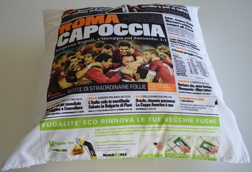 CUSCINO IMBOTTITO 40X40 GAZZETTA DELLO SPORT ROMA CAPOCCIA LX 862 - Imagen 5 de 5