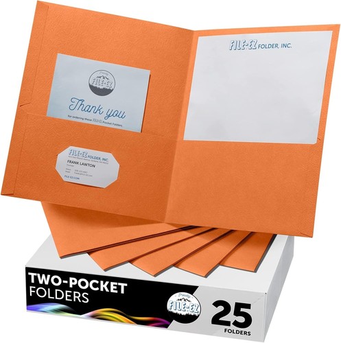 Two-Pocket Folders, Orange, 25-Pack, Textured Paper, Letter Size - Bild 2 von 9