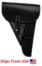 WWII German Luger P38 Softshell Leather Holster - Black Color