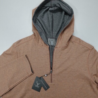 Nicoby Men's Reversible 1/4 Zip Hoodie Soft Relaxed Fit Copper/Grey