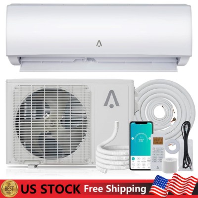 12000BTU Ductless Air Conditioner ,Mini Split Heat Pump AC 230V Wifi 1 Ton w/Kit