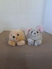 2 Swibco Puffkins Plush Bear Mouse 1994 VG