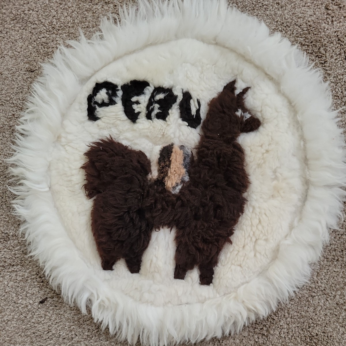 Vtg Peru Handmade Alpaca/Llama Fur Rug 20