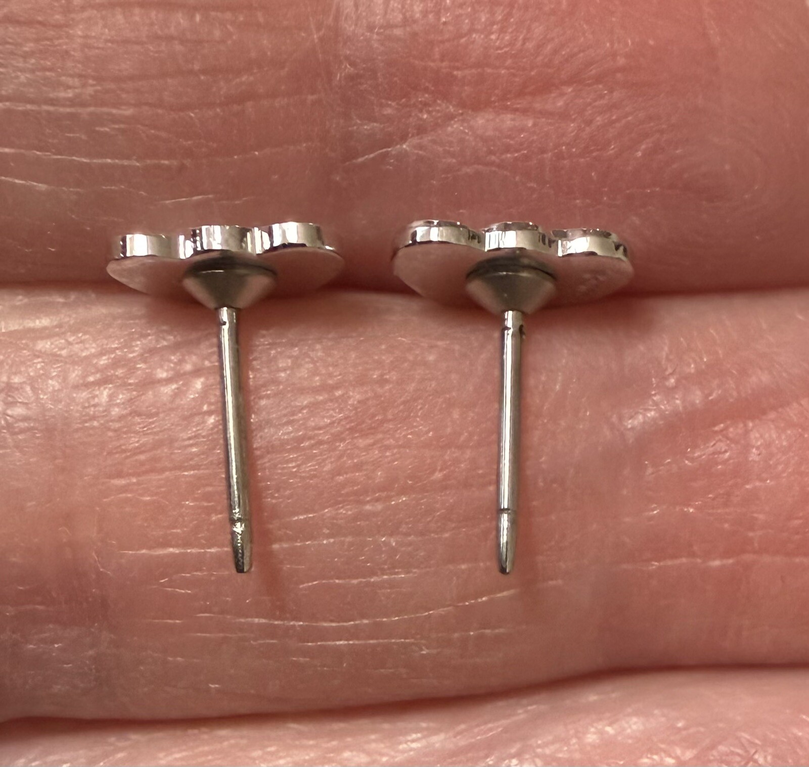 Pretty Sterling Silver Tiny DOUBLE HEART Stud Ear… - image 8