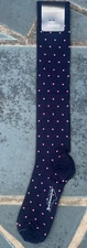 Boardroom Socks Men's Navy W/Pink Merino Wool Over The Calf Dress Socks Business