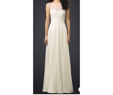 Reem Acra NY wedding dress 10 ivory silk illusion beaded crystals off shoulder