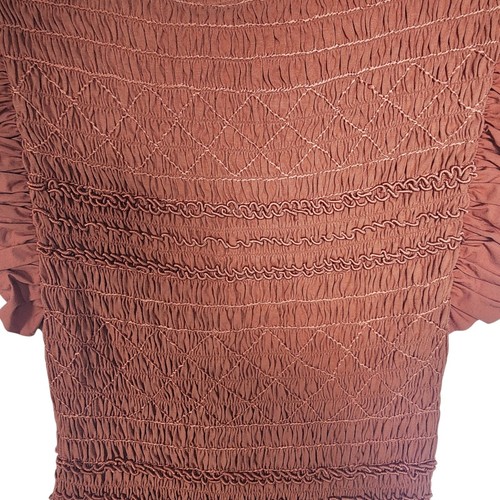 Ulla Johnson Madeline Dress Women's Size 6 Clay Flutter Sleeve Smocked Bodice - Picture 9 of 13