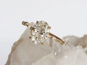 Authentic Oval Cut Silver Moissanite Dainty Ring, Thin Engagement Ring For Women