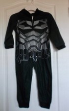 BOYS DC BATMAN ONE PIECE ZIP UP PAJAMAS WITH HOOD - SIZE 4 - NWT