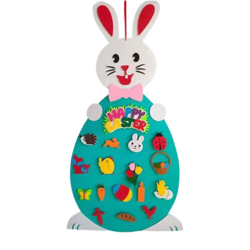 Easter Felt Rabbit Set Rabbit Carrot Felts with Detachable Ornaments Home Decor