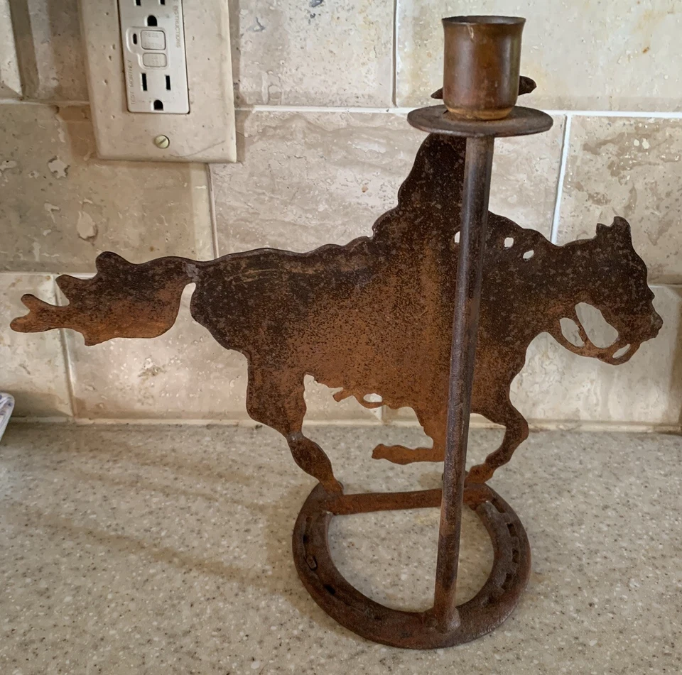 Cowboy Horseshoe Metal Shadow Cast Candle Holder Western Decor - Imagem 4 de 4