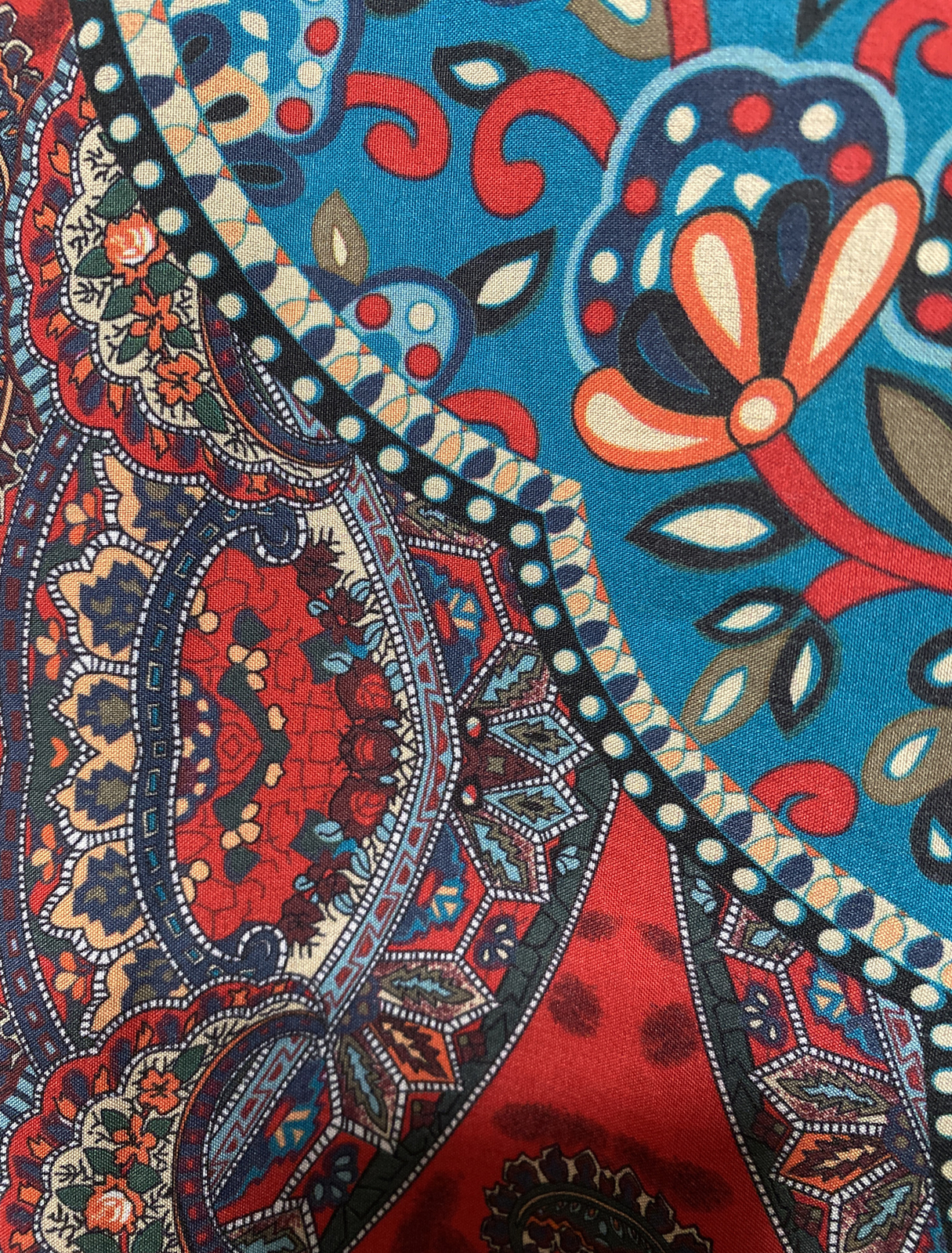 NWOT Urban CoCo Women's Boho Blue Red Multi Floral Tassel Tie Tunic Top XXL image 3