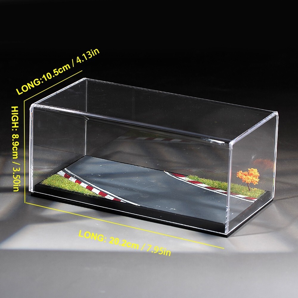 Glass Cover Mini Racing Track Platform For 1/64 1/43 Miniature Scene Prop Model