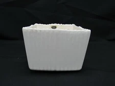 SHAWNEE Terrace Ceramics PLANTER Creamy Satin White Square Fluted Vintage MCM
