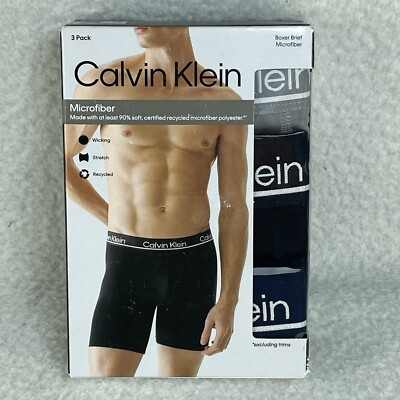 Calvin Klein Boxer Briefs Mens Sz XL Microfiber Wicking Sealed Box of 3 NIB NWT