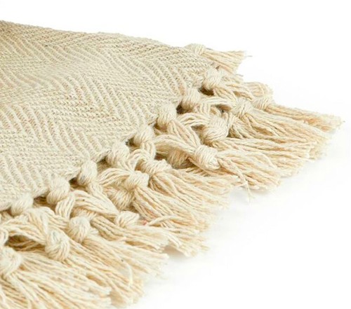 Beige Large, XL & XXL Cotton Traditional Herringbone Chair / Sofa / Bed Throws - Picture 4 of 5
