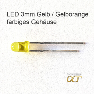 LED 3mm Gelb , farbiges Gehäuse 2V + Widerstände - 10, 20, 30 , 50 , 100 x Stück