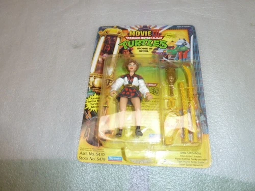 Vtg 1992 Playmates TMNT Action Figure Movie III April Oneil On Card unpunched