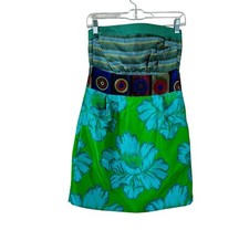 DESIGUAL womens sz 38 (6 US) brocade strapless fit flare mini dress with pockets