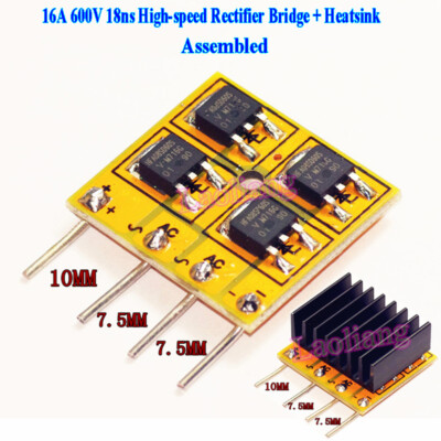 16A 600V 18ns High Speed Rectifier Bridge Circuit + Heatsink For Audio Amplifier