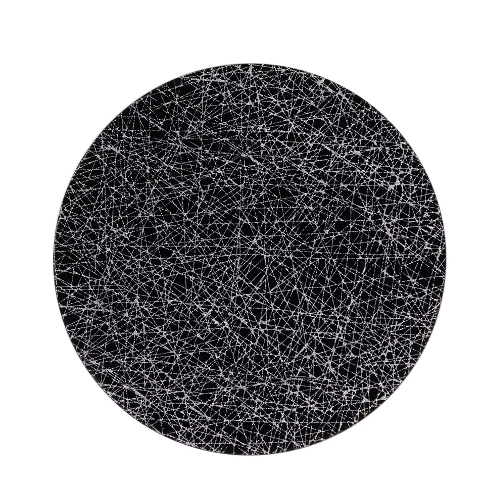 6 Placas Cargador Acrílico Brillo NEGRAS con Líneas Abstractas Patrón Boda Foto 3 de 4