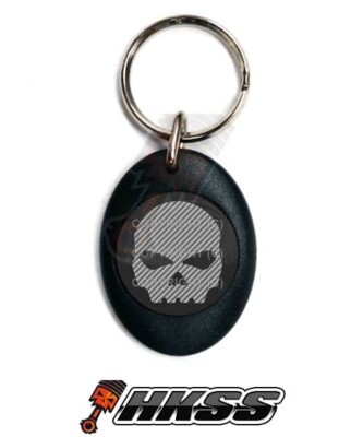 Black Oval Custom Logo Both Sides Keychain Ring Fob Each - FIBER SKULL G B MMS